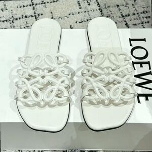 NEW Loewe White Anagram Cutout Sandals